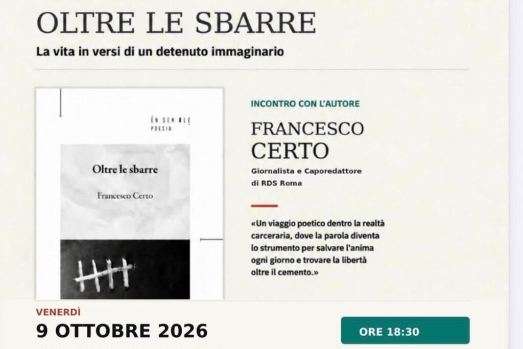 Venerdì 9 ottobre poesia e carcere protagonisti a Sedico